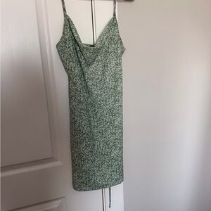 Green Cowl Neck Floral Dress